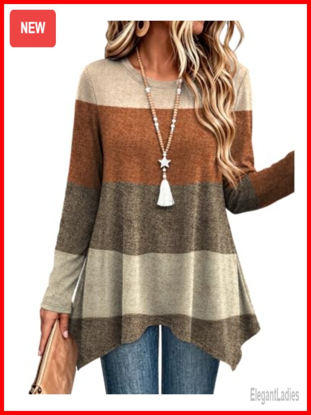 Women's Long Sleeve Tunic Top Loose Fit Asymmetrical Hem S-3XL